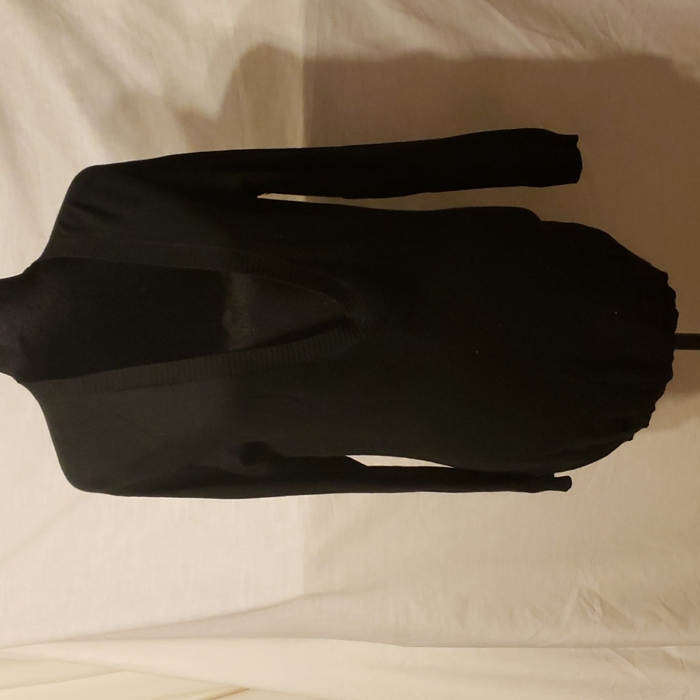 Black longer v-neck sweater